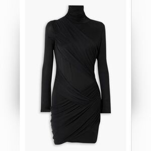 Gauge 81 Kores Draped Stretch Jersey Turtleneck Mini Dress Black Womens 12 (42)